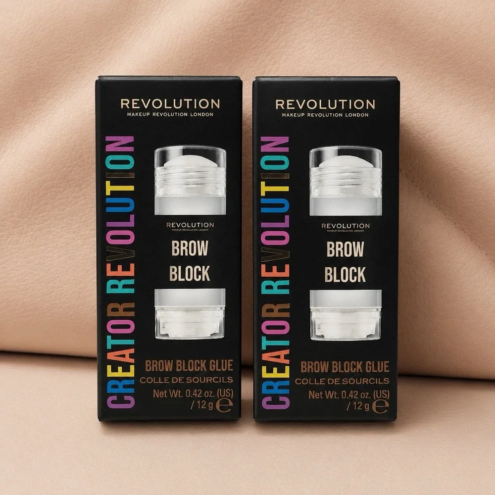 Makeup Revolution Brow Block Glue Clear Brow Styling Wax 0.42 oz 2-Pack New